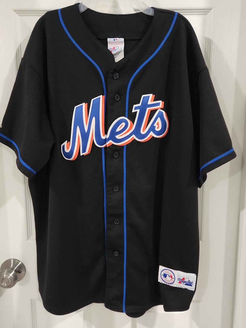 Vintage Majestic NY Mets Jersey Black Mens XL Blank Back MLB Baseball Y2K